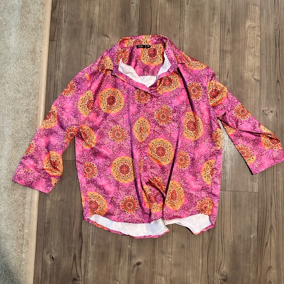 Nasty Gal Vibrant Satin Pajama Set in Pink and Orange - Picture 3 of 4